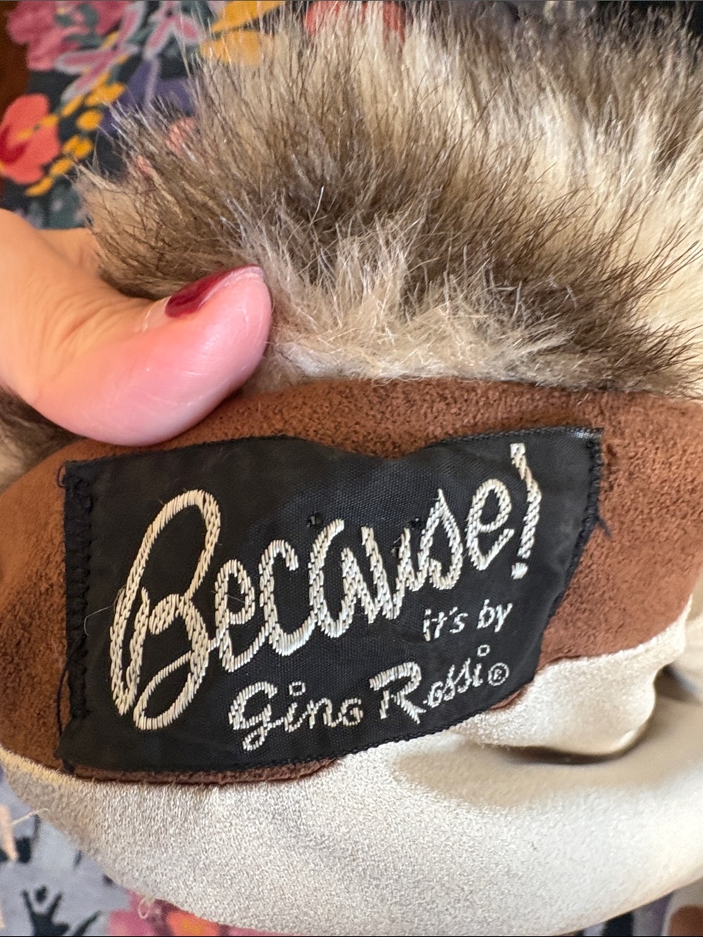 1980’s Because! By Gina Rossi Brown & Cream Zebra Print w/brown Suede trim coat - Picture 6 of 7